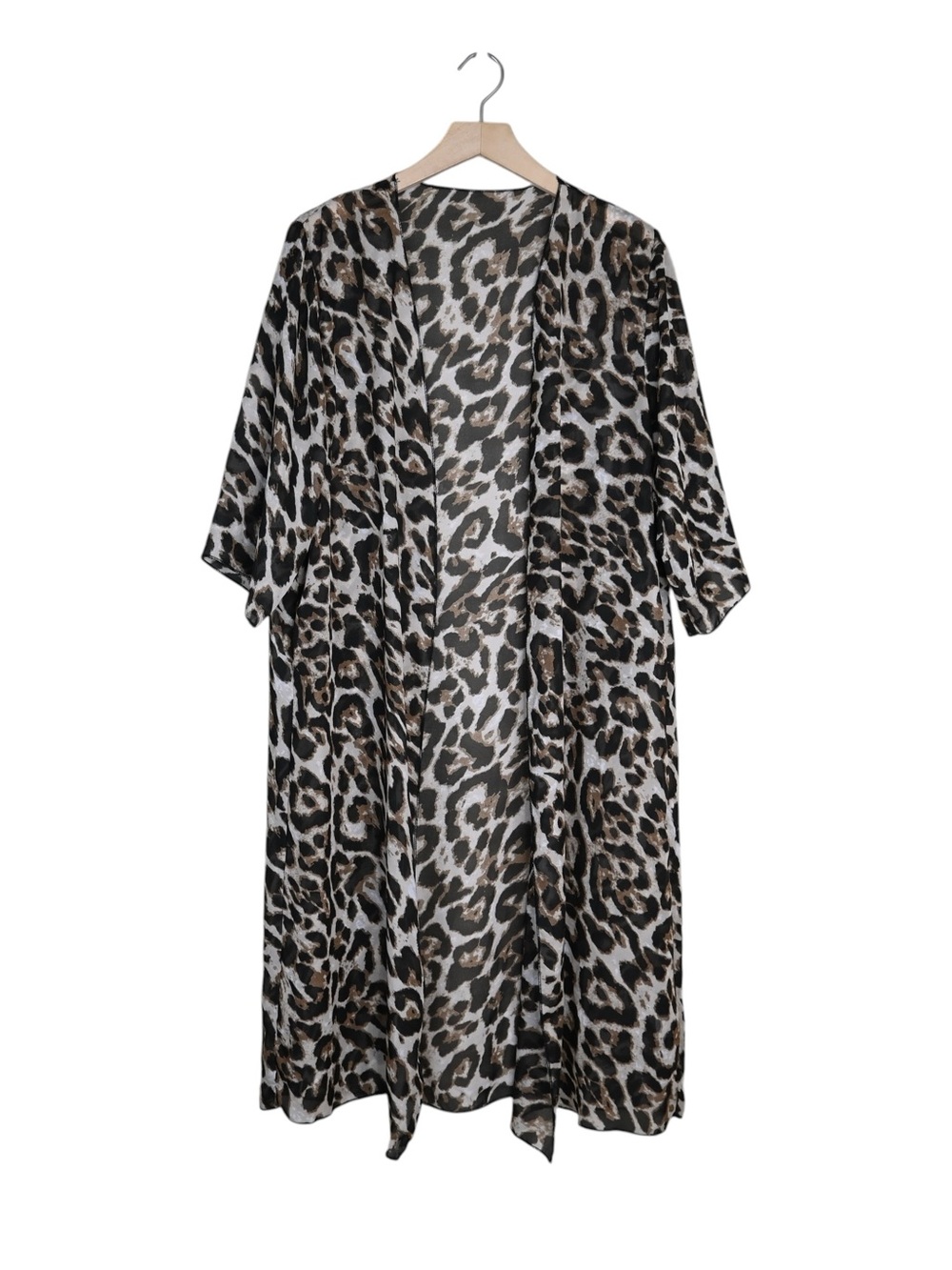 Boutique Brand Women's OS Sheer Lightweight Leopard Print Kimono Duster